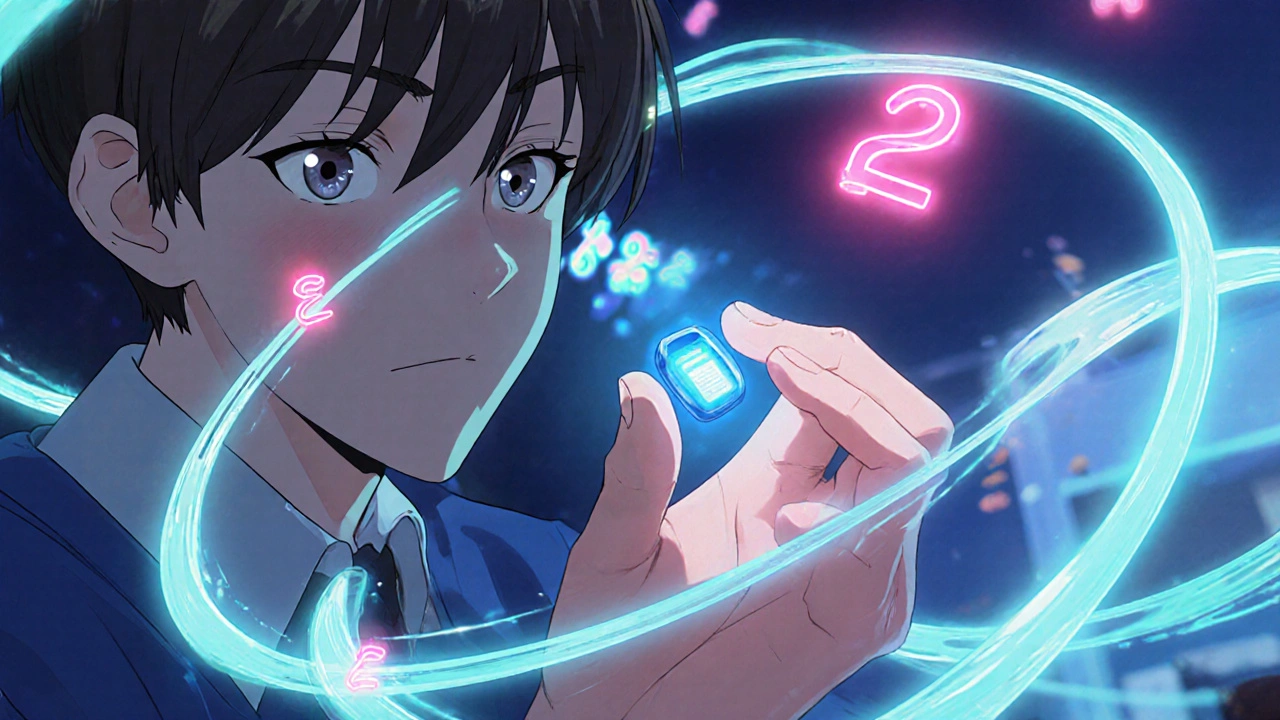 Close‑up of a saxagliptin tablet with glowing ribbons illustrating DPP‑4 inhibition and hormone action.