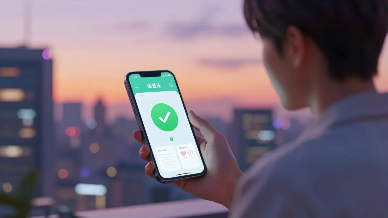 Patient using a digital health app for real-time medication monitoring and safety tracking.