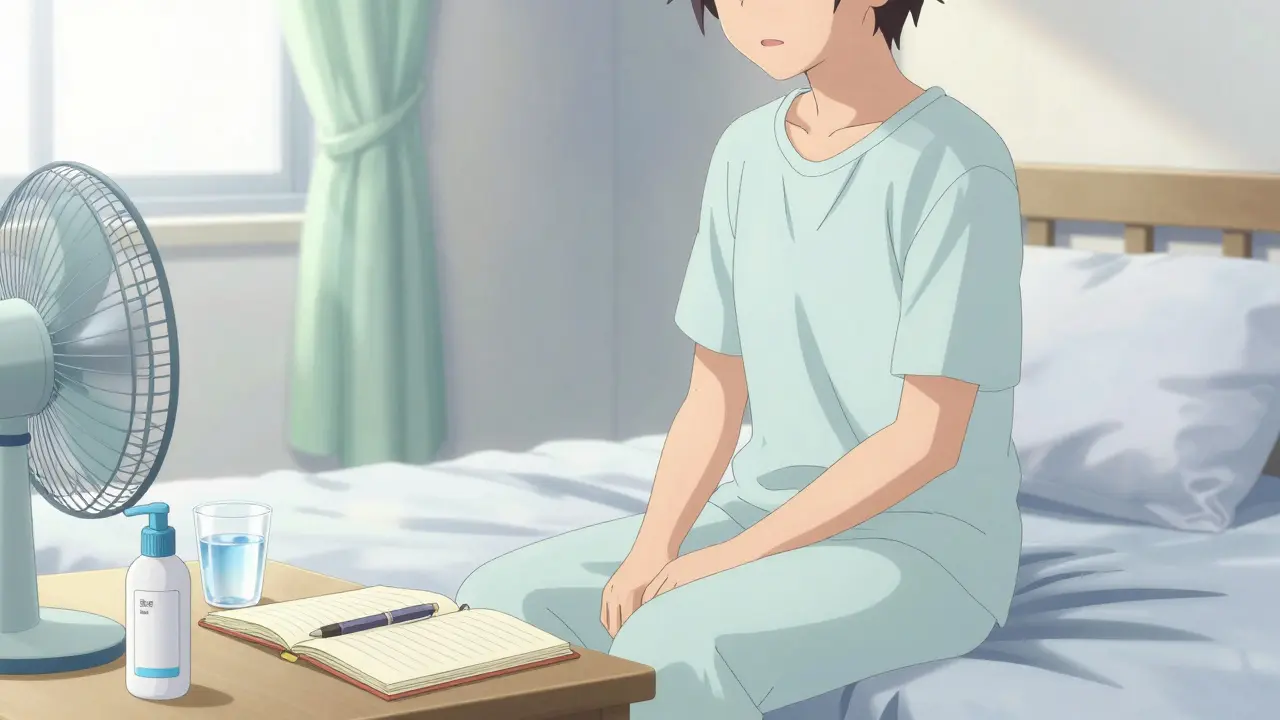 Calm anime character managing hives with loose clothes