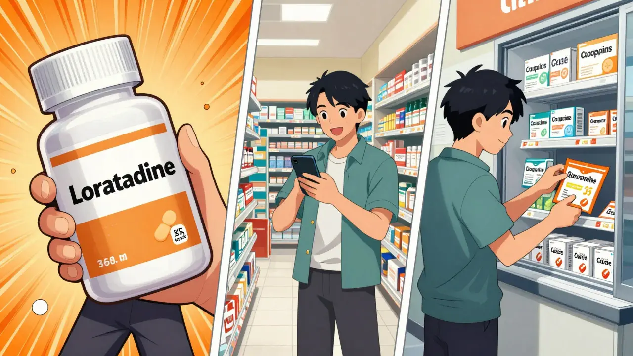Split view of buying pills in bulk, coupons, and pickup