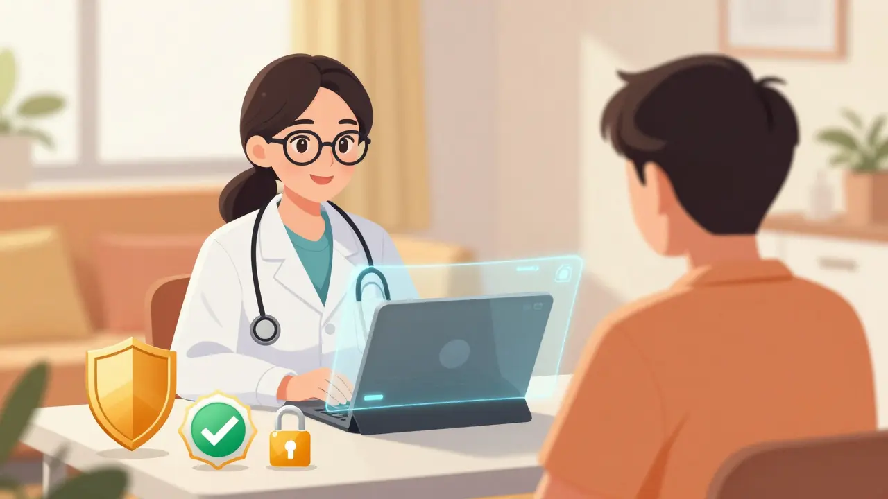 Telehealth doctor consultation ensuring safe prescription process