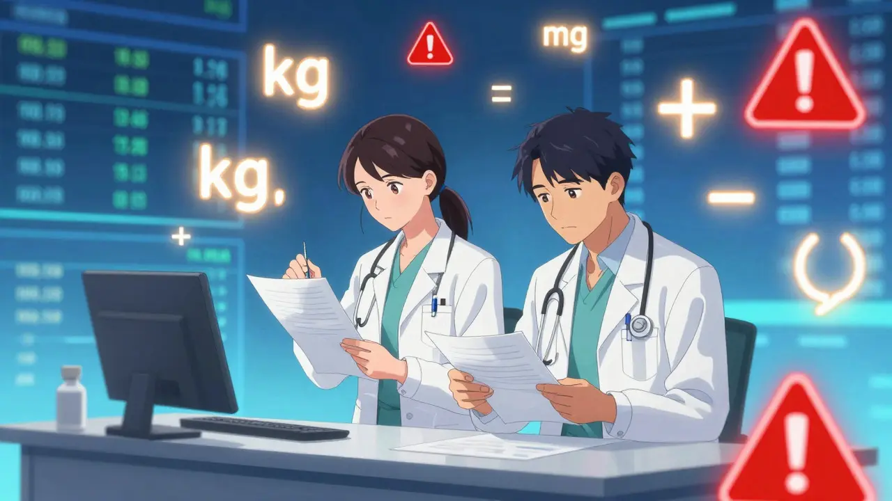 Doctors double-checking calculations to prevent errors